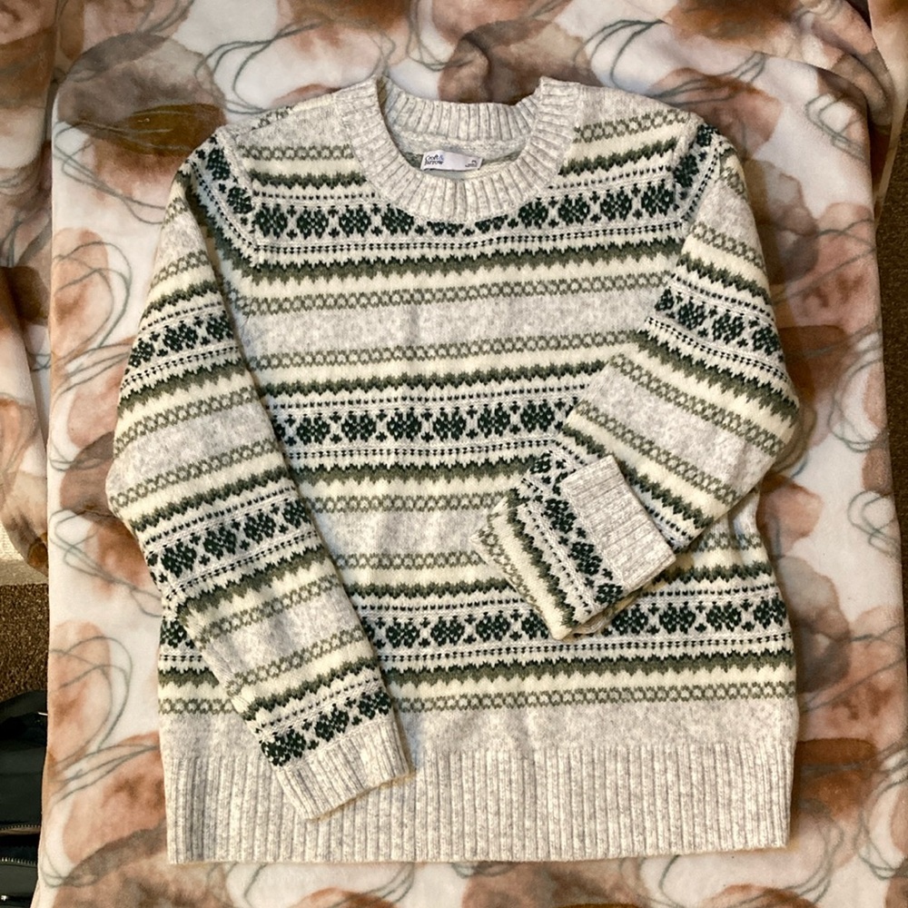 💚 Cozy Knit Sweater - White and Green